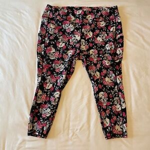 Torrid Pink Black Floral Skull Leggings 5X